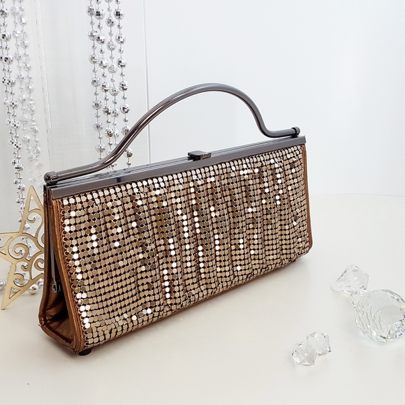 Vintage🔥Metal Geo Mesh Sequin Evening Bag|Shoulder Bag☆Handbag - Picture 4 of 12